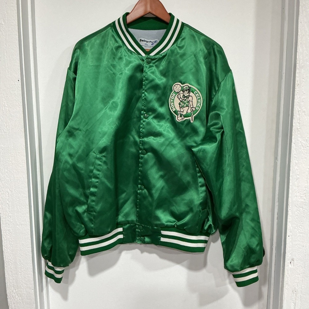 Boston Celtics NBA Swingster True Vintage Green Satin Varsity Jacket Mens XL